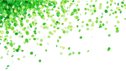 Green confetti-like sprinkles on a white backdrop, vibrant and playful design element, perfect for festive themes and celebrations.