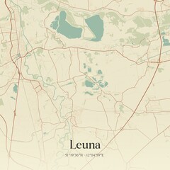 Vintage map of Leuna, Germany.