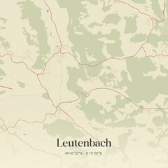 Fototapeta premium Vintage map of Leutenbach, Germany.