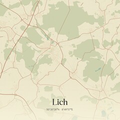 Vintage map of Lich, Germany.
