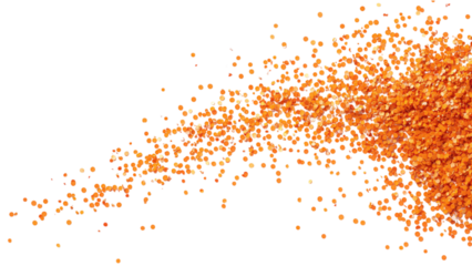 Orange confetti sprinkles on a white surface, vibrant, playful, ideal for festive designs, digital art, or party themes.