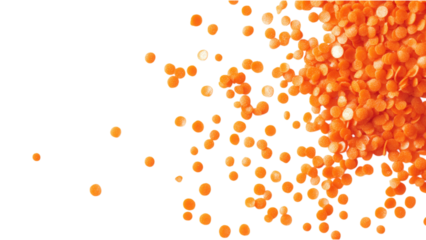Orange confetti-like sprinkles on a clean white background, vibrant, playful, perfect for festive designs, digital use, party themes.