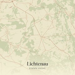Vintage map of Lichtenau, Germany.