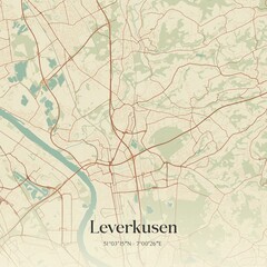 Obraz premium Vintage map of Leverkusen, Germany.