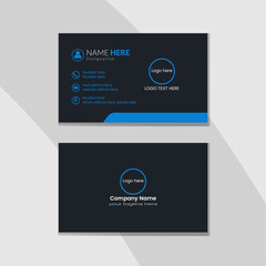 Modern black and blue business card design. Simple and creative business card vector template.