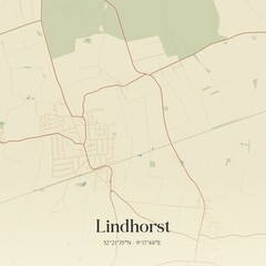 Vintage map of Lindhorst, Germany.