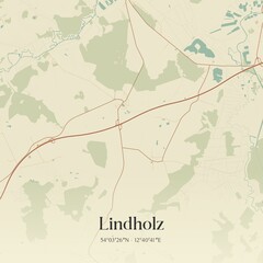 Vintage map of Lindholz, Germany.