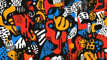 Fototapeta premium Abstract colorful art, chaotic design, digital illustration, dark background, website texture