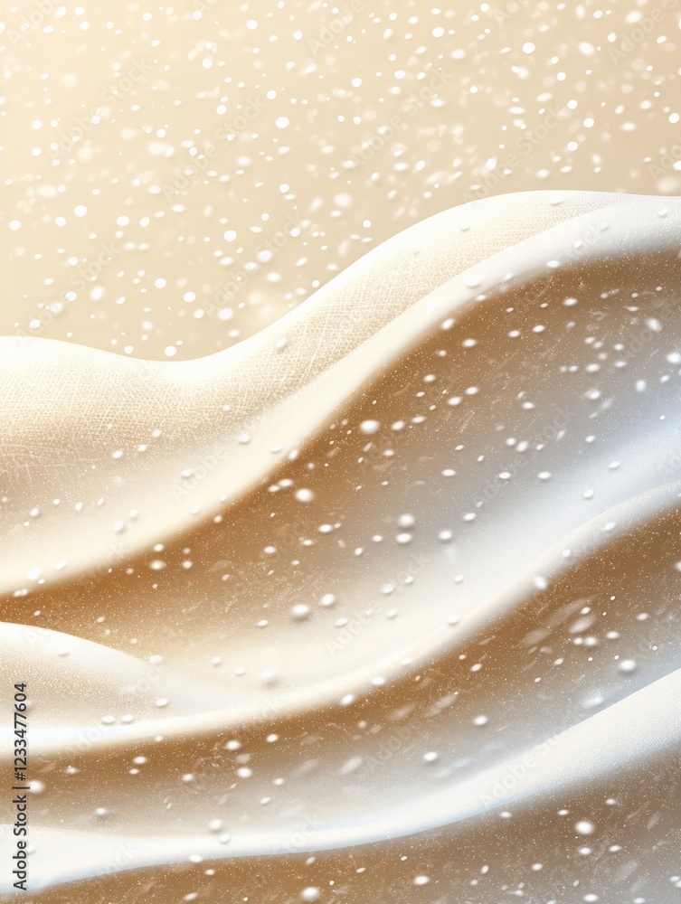 Poster delicate flowing white fabric with snowflakes creating a soft and elegant atmosphere