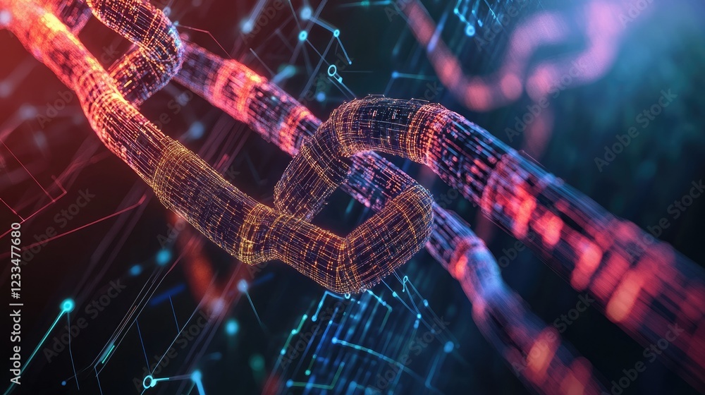 Poster abstract digital chain link concept with technology background
