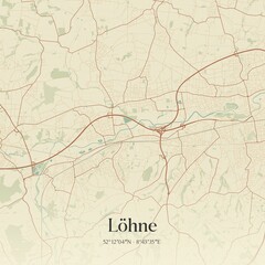 Vintage map of Lohne, Germany.