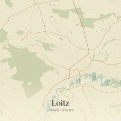 Vintage map of Loitz, Germany.