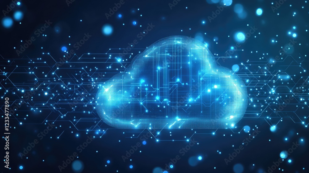 Aufkleber futuristic digital cloud with network connections and data flow