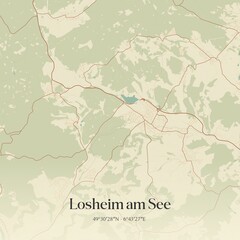 Vintage map of Losheim am See, Germany.