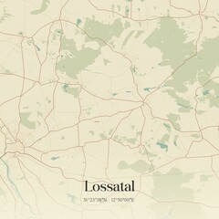 Vintage map of Lossatal, Germany.