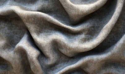 Fototapeta premium Draped beige fabric texture, soft folds, close-up, studio shot; textile background