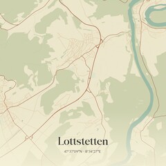 Vintage map of Lottstetten, Germany.