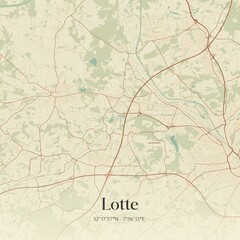 Vintage map of Lotte, Germany.