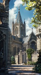 Obraz premium Gothic church courtyard in sunlight