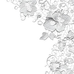 Elegant white lace border design, intricate patterns, transparent background, perfect for invitations, crafts, and digital projects
