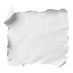 Torn white paper square with transparent background, ideal for graphic design, digital art, and creative projects.