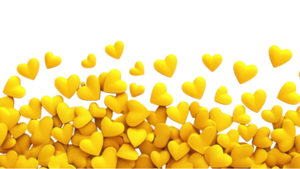 Yellow hearts arranged diagonally in varying sizes, vibrant and playful, perfect for digital designs and cheerful themes.