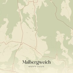 Obraz premium Vintage map of Malbergweich, Germany.