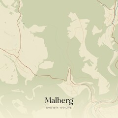 Fototapeta premium Vintage map of Malberg, Germany.