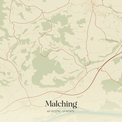 Vintage map of Malching, Germany.