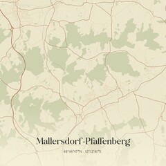 Vintage map of Mallersdorf-Pfaffenberg, Germany.