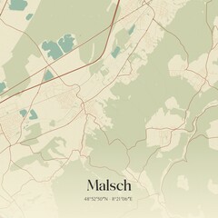 Vintage map of Malsch, Germany.