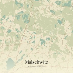Vintage map of Malschwitz, Germany.