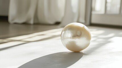 Obraz premium Elegant White Sphere on Floor with Soft Natural Light Streaming In