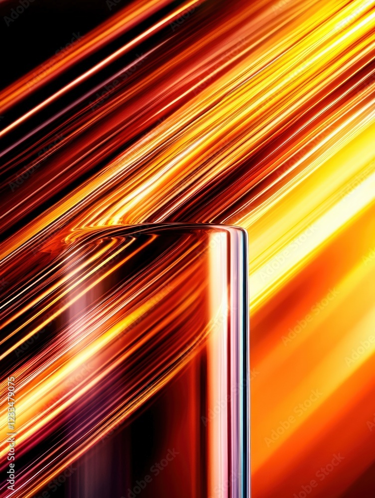 Poster dynamic abstract light trails in warm colors representing energy and motion