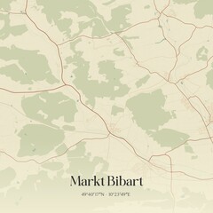 Fototapeta premium Vintage map of Markt Bibart, Germany.