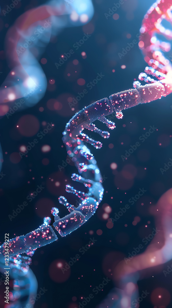 Poster dynamic molecular structure of dna in a colorful abstract background