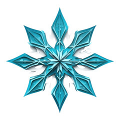 Obraz premium Cyan geometric star design, sharp angles, layered patterns, bold creative effect, transparent background, digital art element