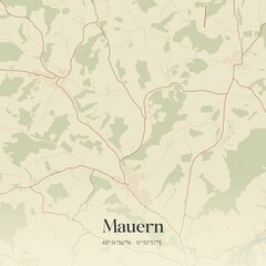 Fototapeta premium Vintage map of Mauern, Germany.