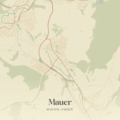 Vintage map of Mauer, Germany.
