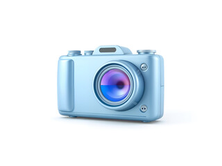 Fototapeta premium A stylish blue camera isolated on white, perfect for photography or technology themes. Generative AI