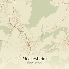 Vintage map of Meckesheim, Germany.