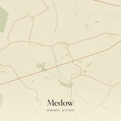 Vintage map of Medow, Germany.