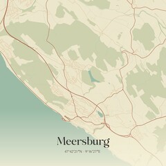 Vintage map of Meersburg, Germany.