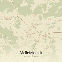 Vintage map of Mellrichstadt, Germany.