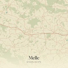 Vintage map of Melle, Germany.