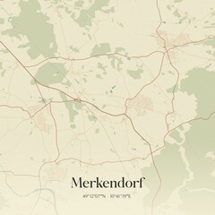 Vintage map of Merkendorf, Germany.