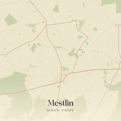 Vintage map of Mestlin, Germany.