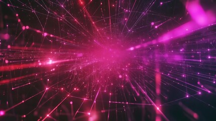 Fototapeta premium Abstract Digital Network with Pink and Purple Light Rays