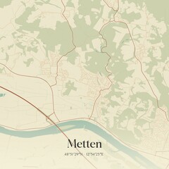 Vintage map of Metten, Germany.