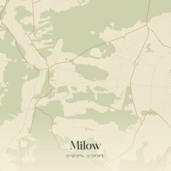 Vintage map of Milow, Germany.